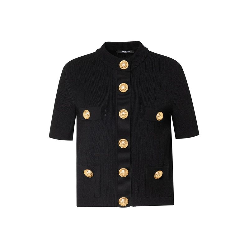 BALMAIN巴尔曼 24年早秋新品女士时尚优雅小香风短袖针织开衫上衣,女装/女士精品,毛针织衫,淘宝优惠券,粉丝福利购,淘宝优惠卷