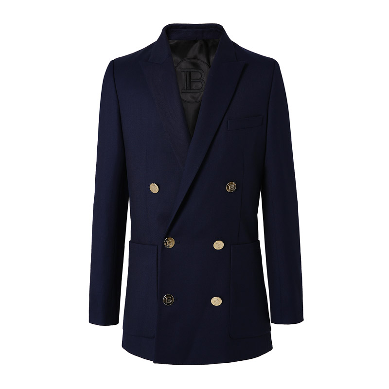 BALMAIN/男士双排扣羊毛西装外套