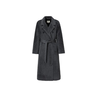 MISS 苏力大衣女 BUCCI简约奢华双排扣纯羊驼毛宽松中长款