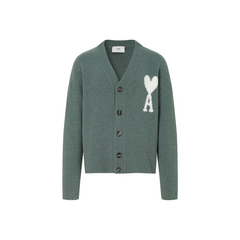 AMIPARIS  男女同款24冬季白色爱心宽松V领针织开衫云朵毛衣