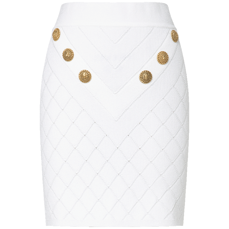 BALMAIN巴尔曼 24春夏新品金属扣设计优雅显瘦修身半身针织包裙女