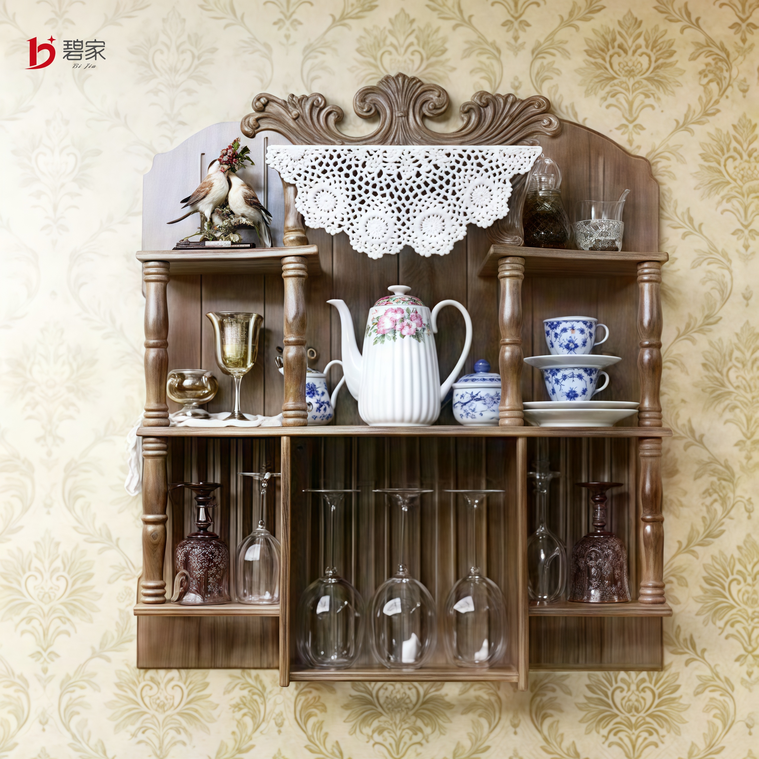 美式置物架壁架中古杯盘架展示架