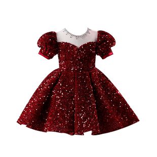 六一儿童合唱演出服幼儿园毕业亮片男女童蓬蓬纱裙诗歌朗诵表演服