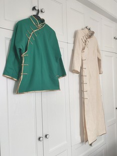 手工国风上衣,全系扣旗袍领中式褂子,连袖大襟款式