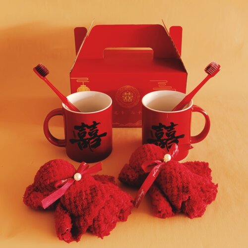 红鸾缘梦新婚情侣陶瓷洗漱杯套装