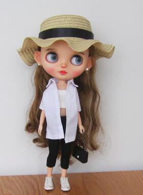 blythe小布ob24 licca ob26 ob27芭可比儿心怡百搭白衬衣娃衣手作