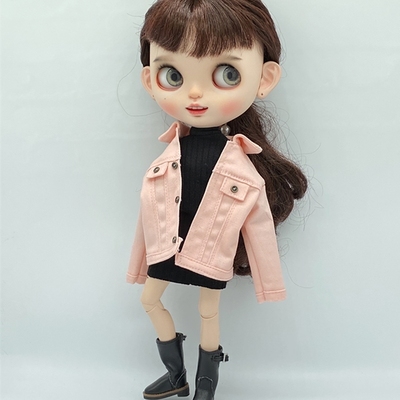 小布blythe娃衣 芭可比儿丽佳 ob24 ob27 azone牛仔外套 手工娃衣