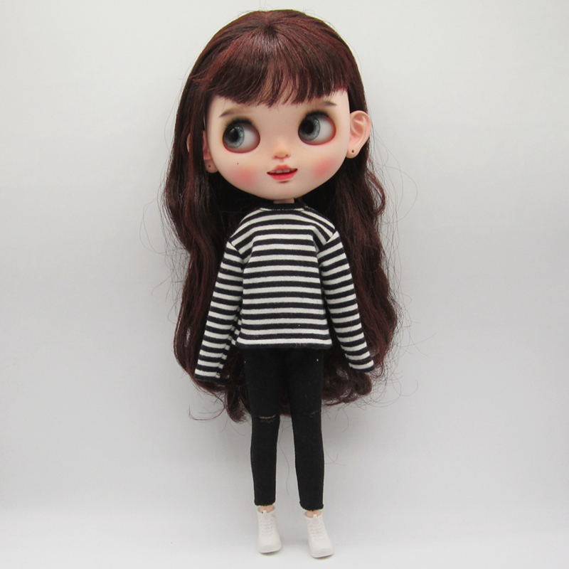 小布blythe娃衣 licca azone ob24 ob26芭可比儿条纹T恤 手作娃衣