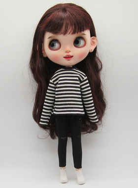 小布blythe娃衣 licca azone ob24 ob26芭可比儿条纹T恤 手作娃衣