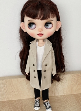 blythe小布娃娃衣服 ob24 licca azone19关节体 风衣芭可比儿娃衣