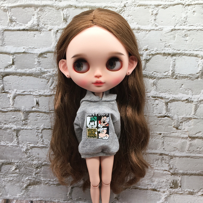 blythe小布娃衣 ob24 22azone licca 6分手作娃衣 米老鼠灰色卫衣