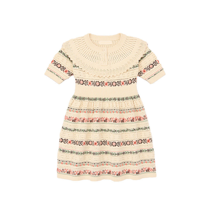 Choice.i Girl 女童mp田园风重工高定手勾拼接针织连衣裙