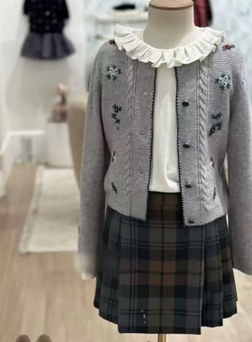 Choice.i Girl bp 女童灰色刺绣羊毛开衫