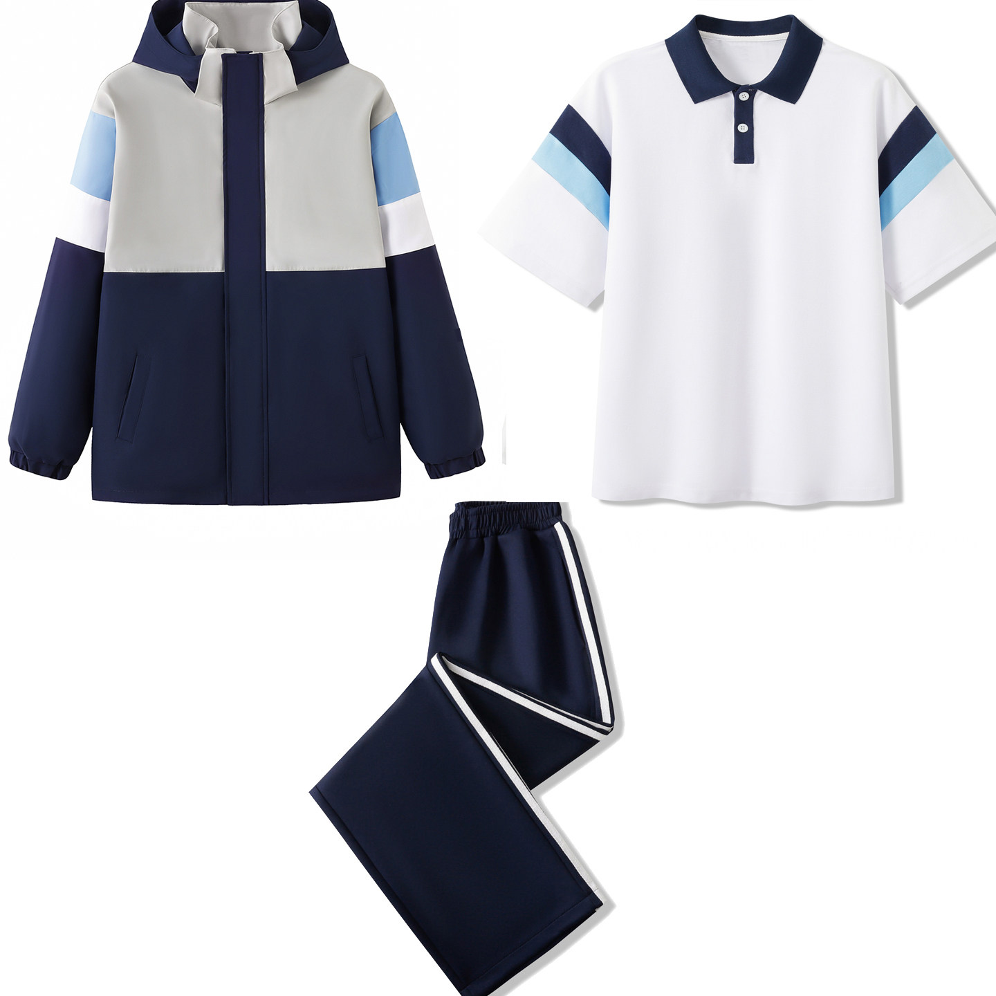 难哄章若楠同款班服冲锋衣初中生三件套冬季加绒加厚外套高中校服