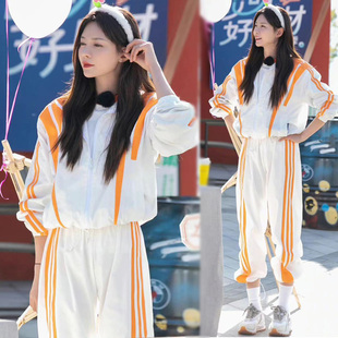 沈梦辰同款运动套装女春秋班服初中生三件套团建运动会开幕式服装