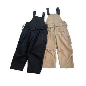 全棉吊带裤宽松纯色日系复古可调节腰围运动多口袋设计张云雷同款