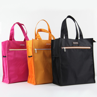 派格手提文件袋学生B5防水收纳包饭盒袋球纹加厚帆布拉链袋补习包