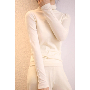 [秋月重园]超细黄金羊毛杨子纱基础款多色高领保暖羊毛衫长袖通勤