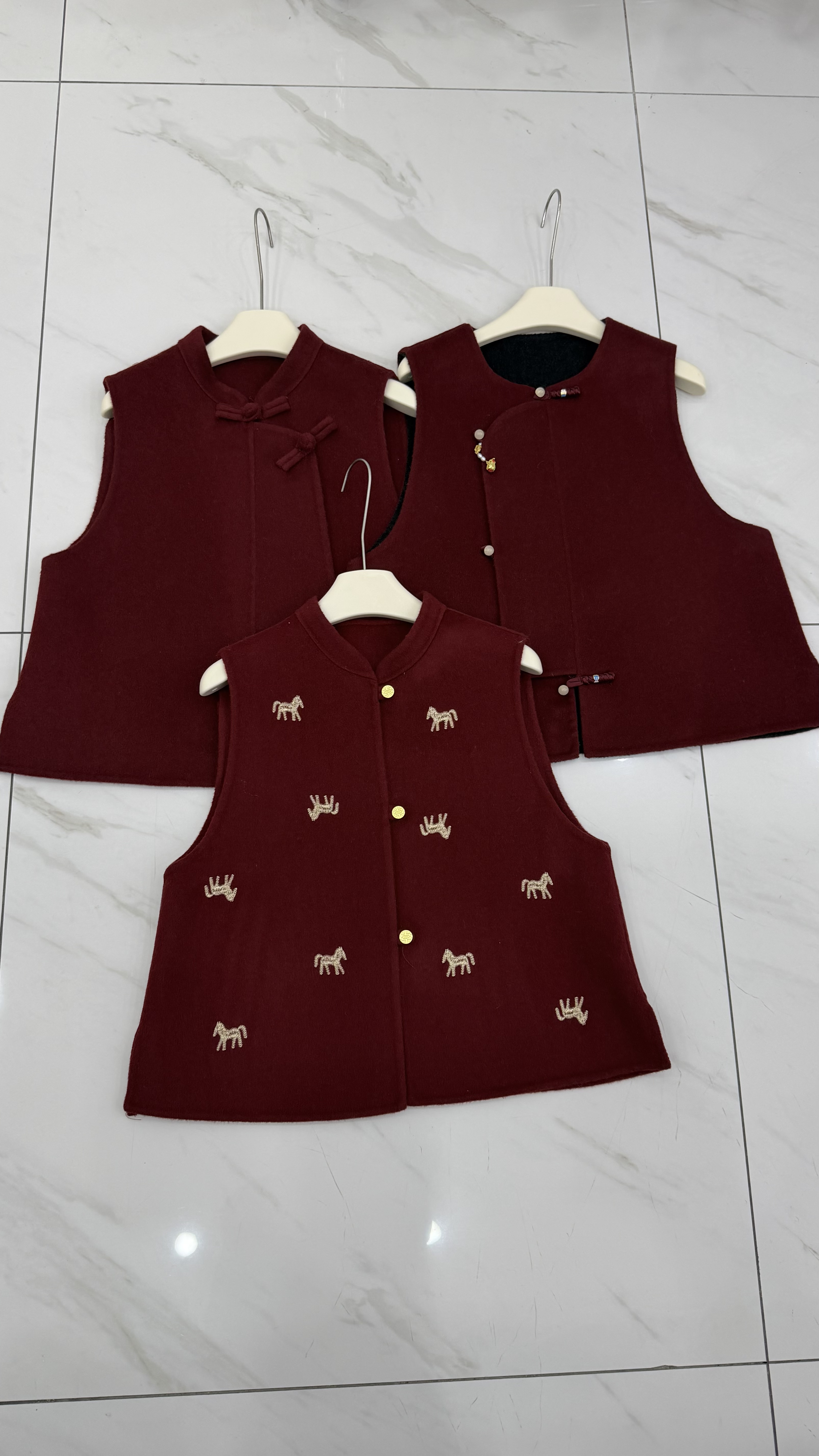 202新中式红色双面羊绒马甲女短款无袖坎肩背心宽松显瘦羊毛高级,女装/女士精品,毛呢外套,淘宝优惠券,粉丝福利购,淘宝优惠卷