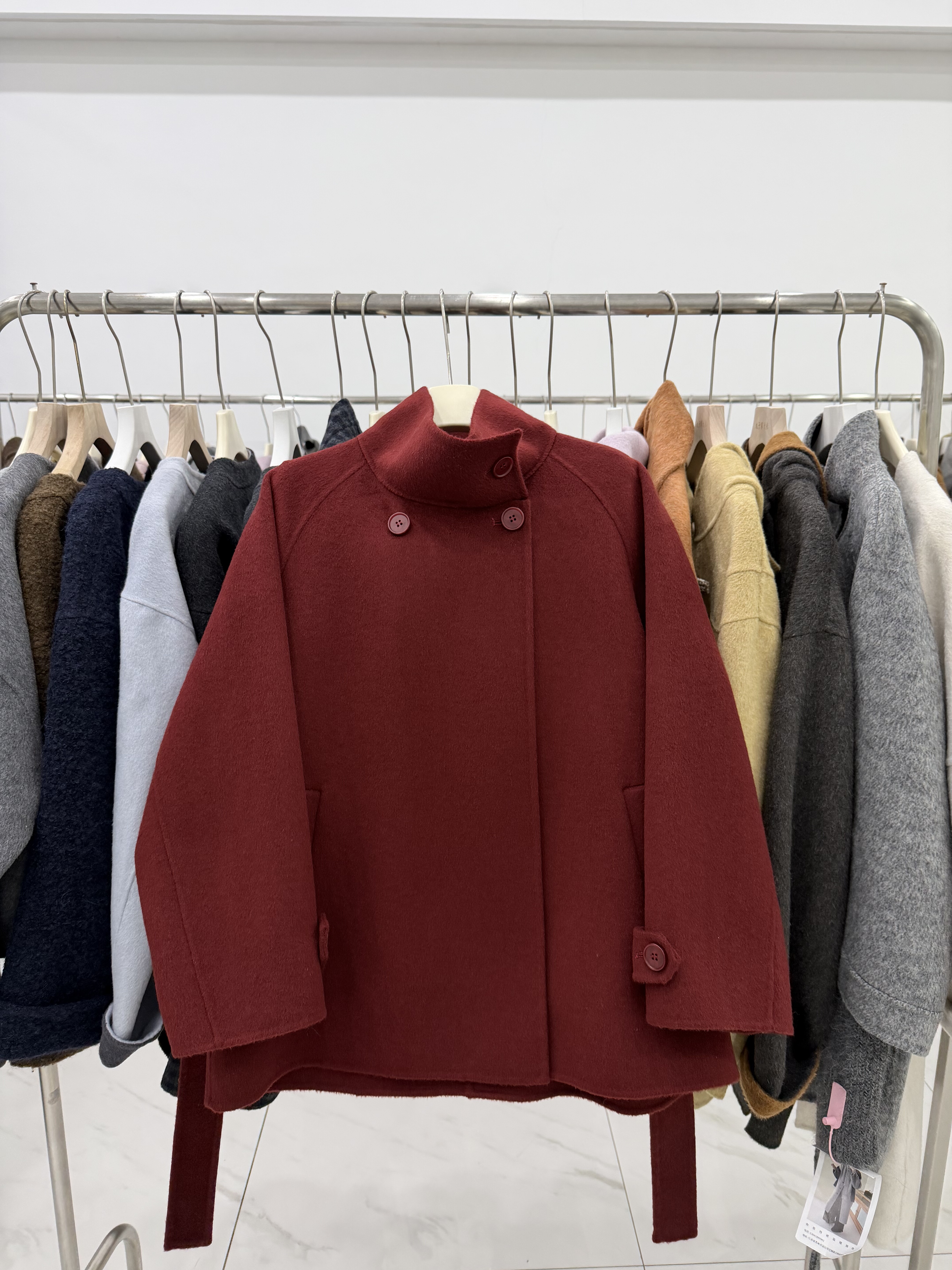 韩版双面羊绒大衣短款女25秋冬新款立领宽松显瘦小个子羊毛外套