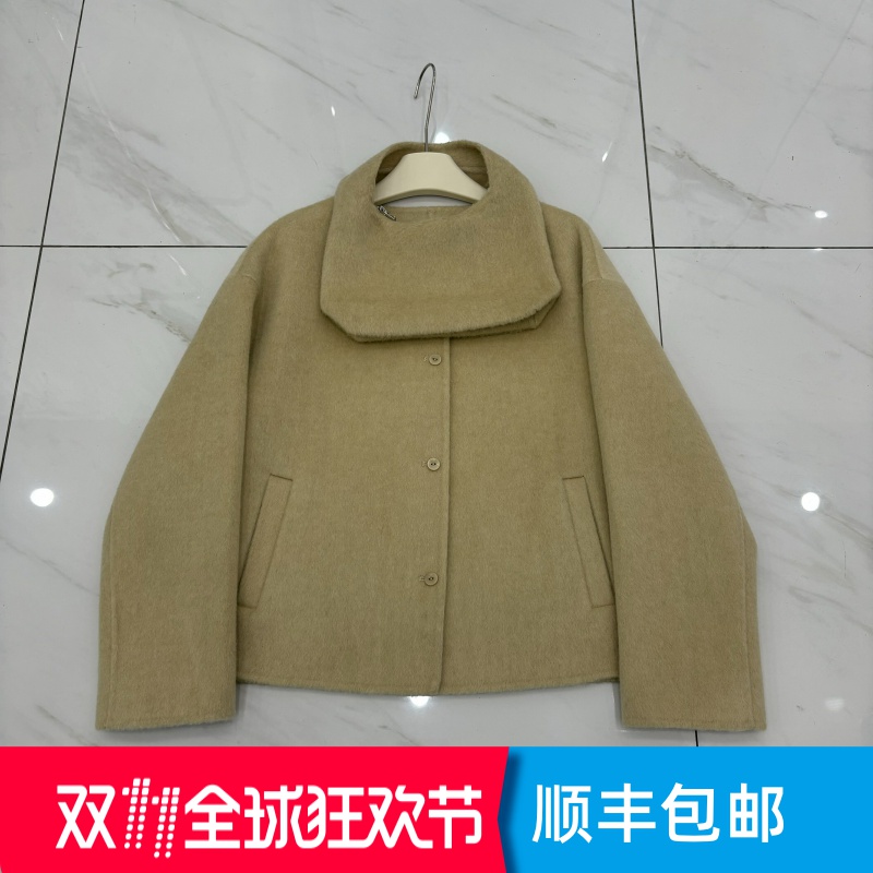 韩版双面羊绒大衣短款女25秋冬新款宽松显瘦小个子羊毛外套配包包