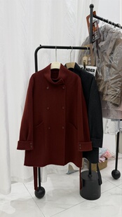 韩版双面羊绒大衣短款女25秋冬新款立领宽松显瘦小个子羊毛外套