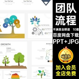 10套图形图表模板杆树叶树状团队信息流程信息组织结构ppt树枝