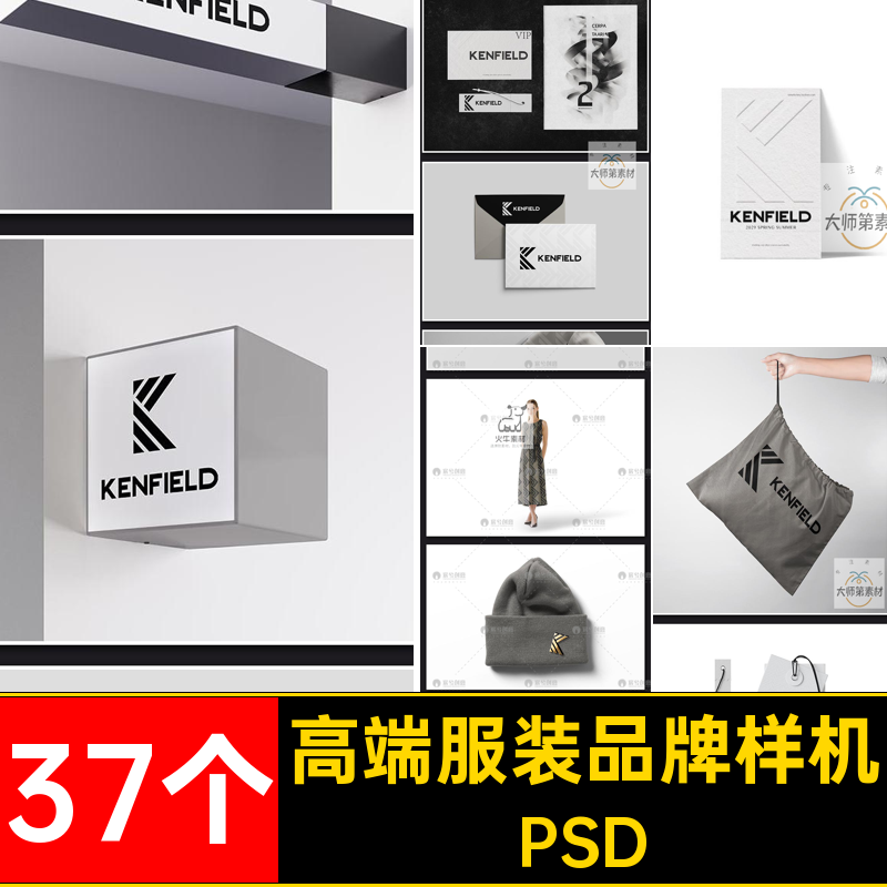 高端服装品牌样机服装品牌贴图样机VI37个效果图裙子PSD标志智能