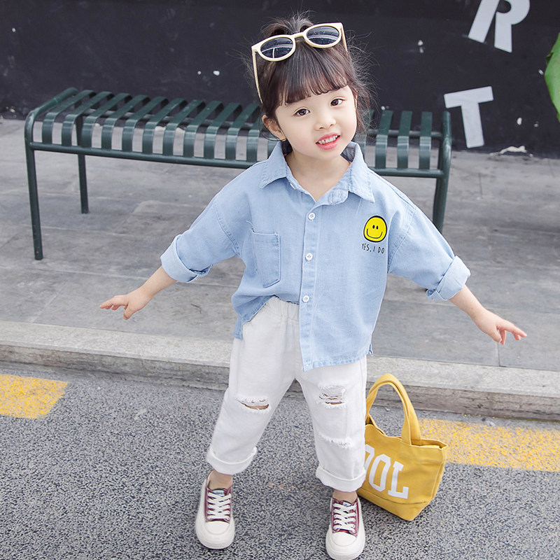 女孩衬衫韩版宝宝衬衣小童洋气打底衫长袖牛仔上衣2020春装新款潮