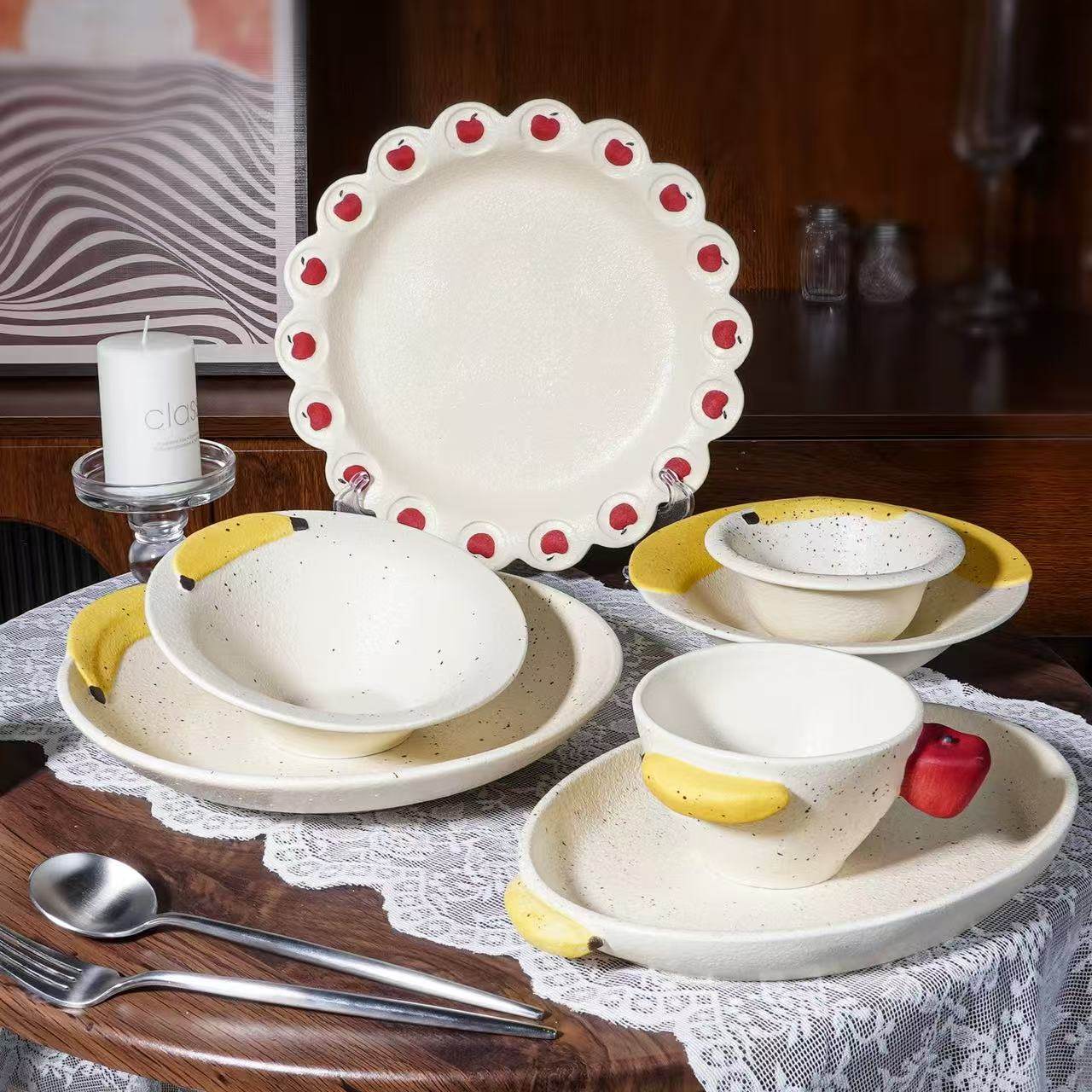 香蕉苹果可爱水果造型陶瓷咖啡杯碟下午茶杯子卡通创意餐具,餐饮具,盘,淘宝优惠券,粉丝福利购,淘宝优惠卷