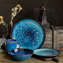 日式 陶瓷大盘子家用高级窑变釉汤盘菜商用盘子复古高颜值深瑕疵盘