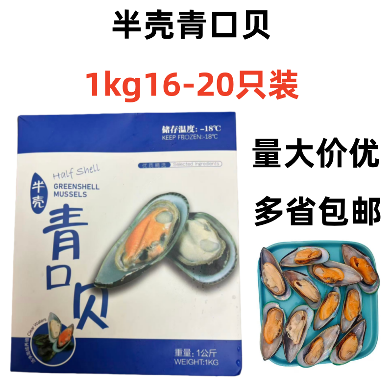 半壳青口贝整箱1kg新西兰新鲜