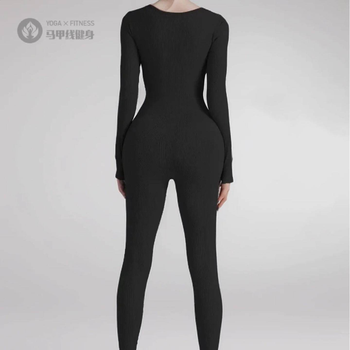 新款螺纹优质女式长袖连体衣衣提臀瑜伽连体裤,运动/瑜伽/健身/球迷用品,瑜伽连体衣,淘宝优惠券,粉丝福利购,淘宝优惠卷