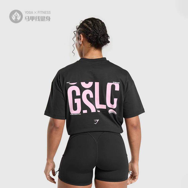 新款圆领上衣运动健身恤水洗宽松版型印花短袖