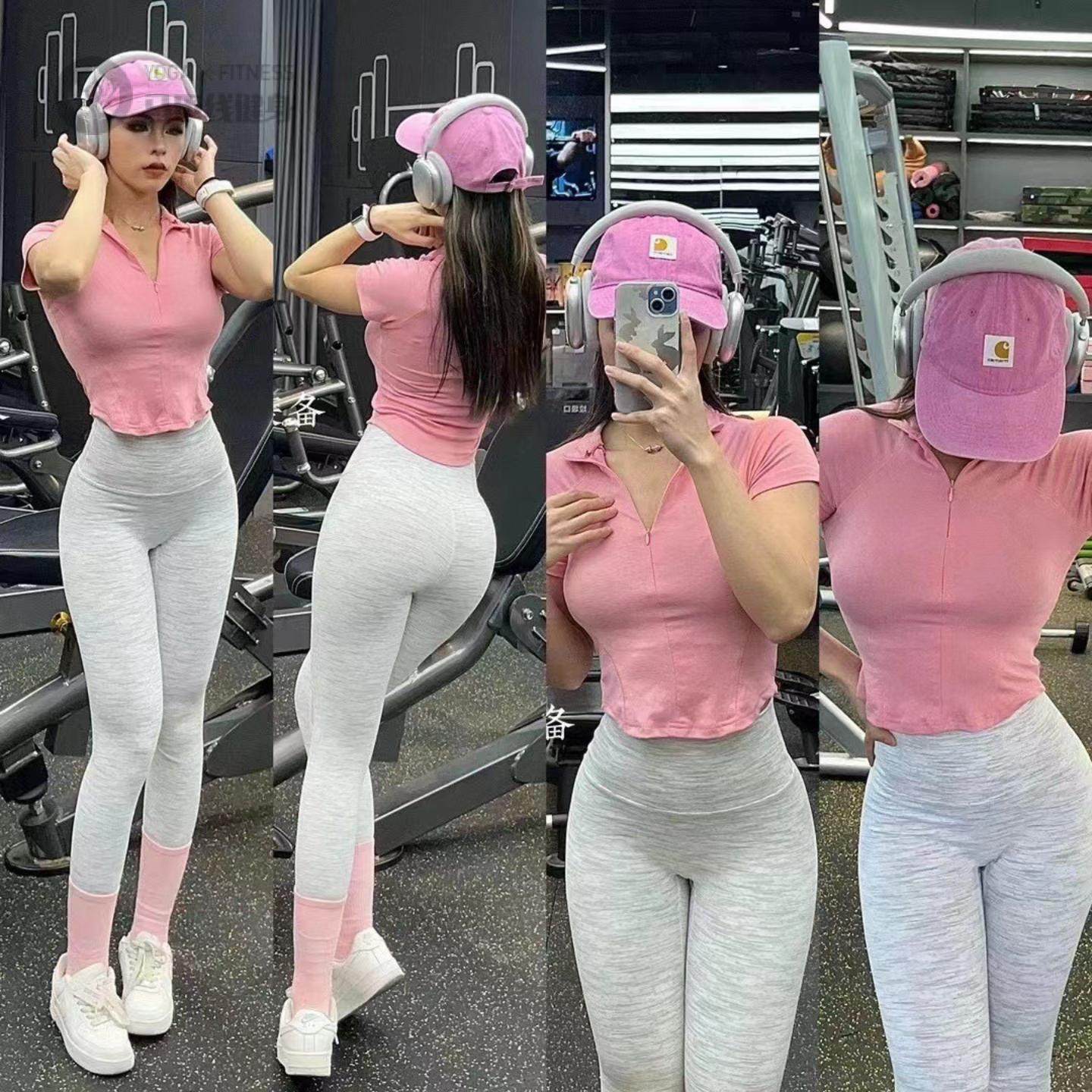 弹力文胸高腰紧身运动裤修身显瘦跑步健身普拉提瑜伽裤套装女提臀