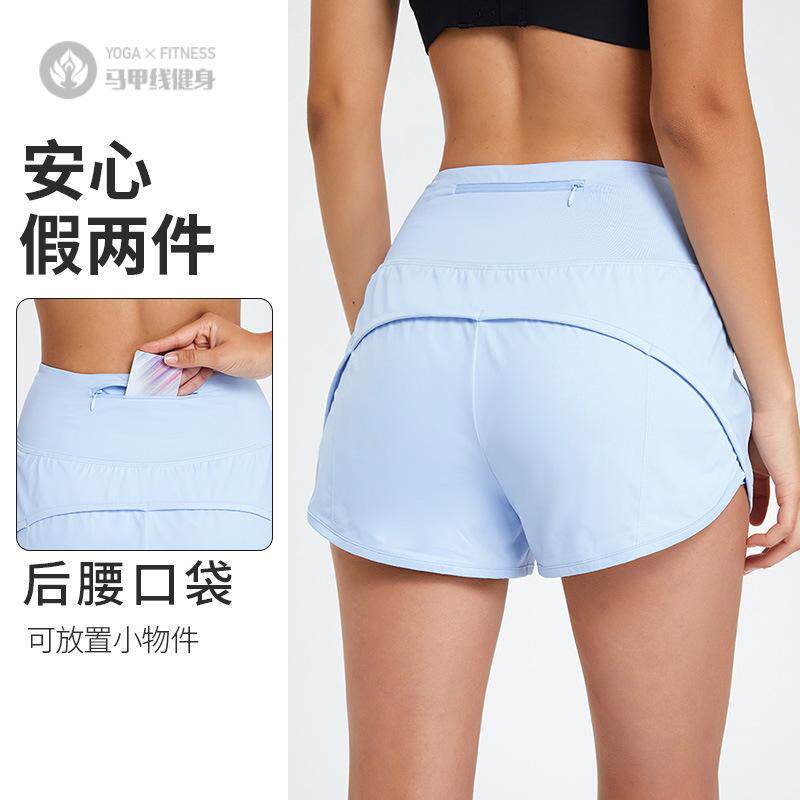 夏季新款户外运动短裤健身瑜伽训练宽松跑步口袋高腰速干女运动裤