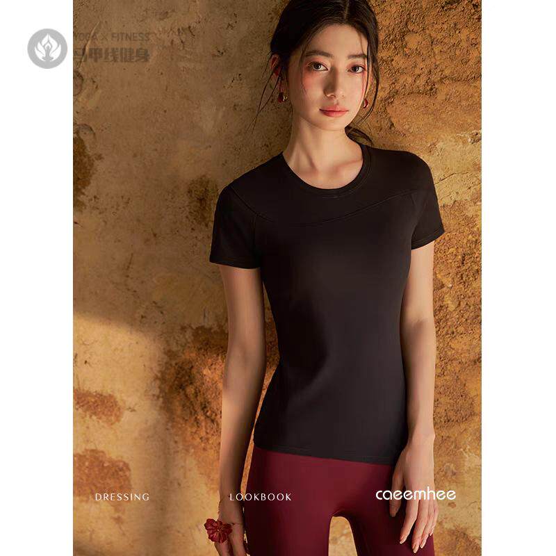 健身上衣短袖女修身显瘦瑜伽服收腰运动恤跑步罩衫普拉提半袖新