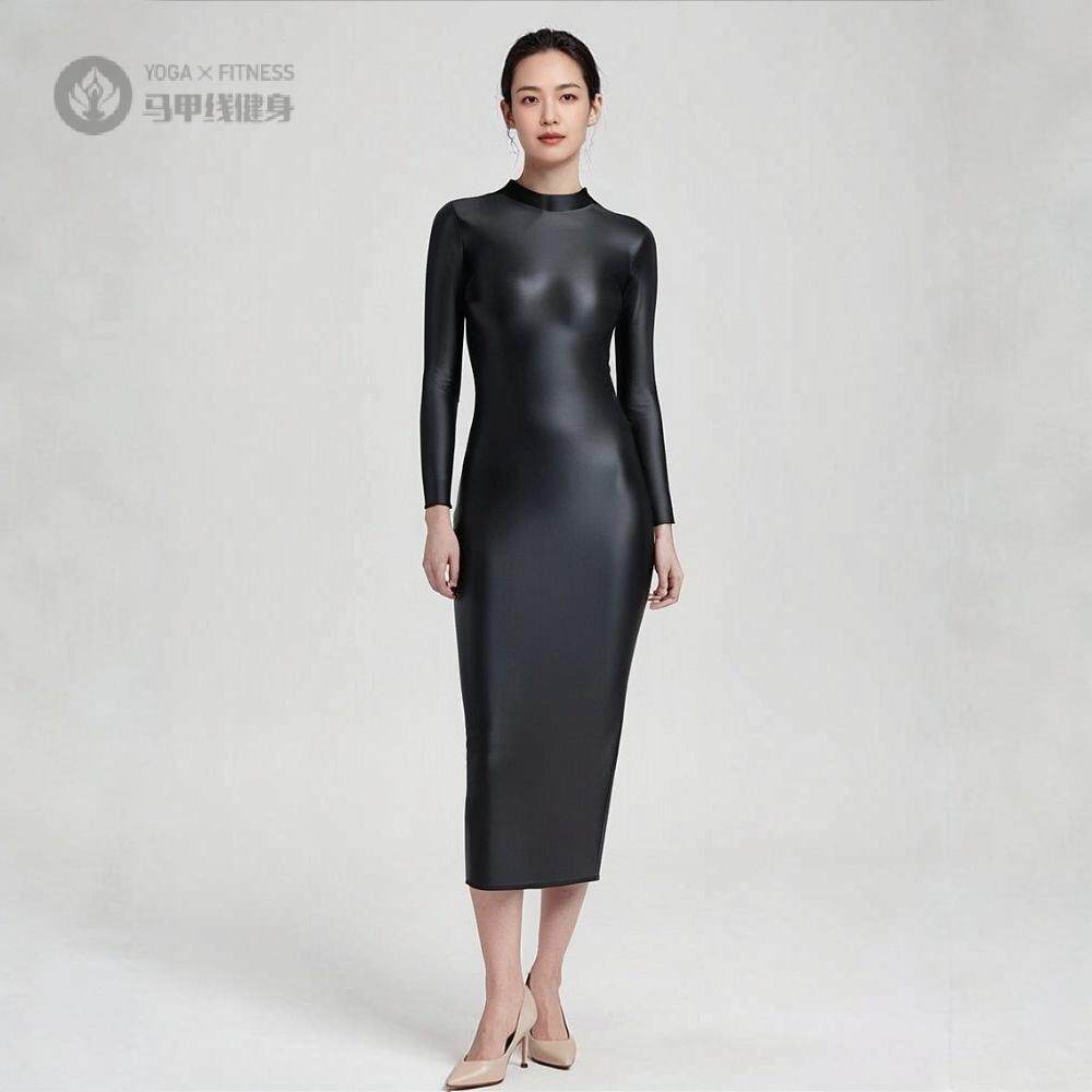 瑜伽服女款光泽油亮包臀弹力丝滑