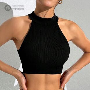 固定胸垫运动美背外穿健身服内衣跑步上衣背心文胸弹力袖 瑜伽服