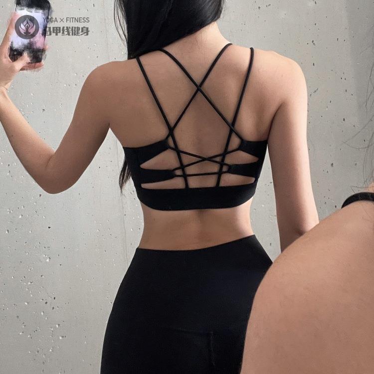 欧美美背性感瑜伽舞蹈速干普拉提透气背心式文胸健身训练跑步内衣
