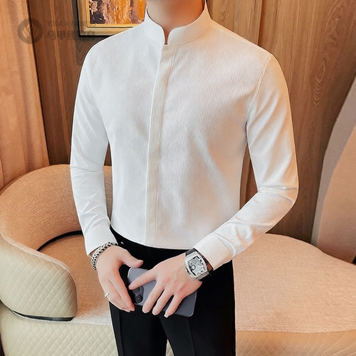 中山领长袖新中式男士秋装立领与