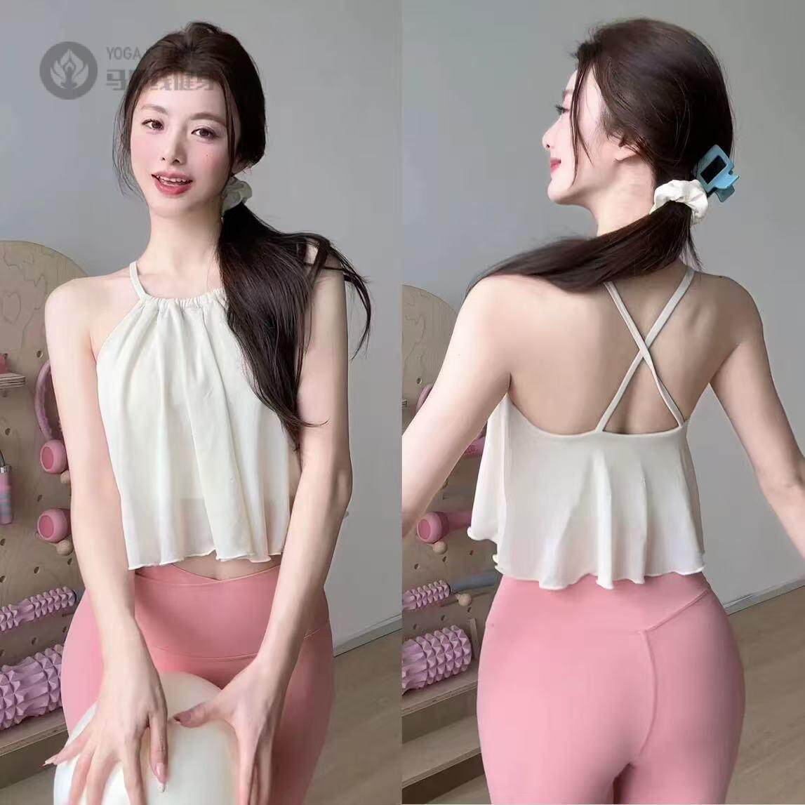 云感网纱小吊带运动文胸女带胸垫