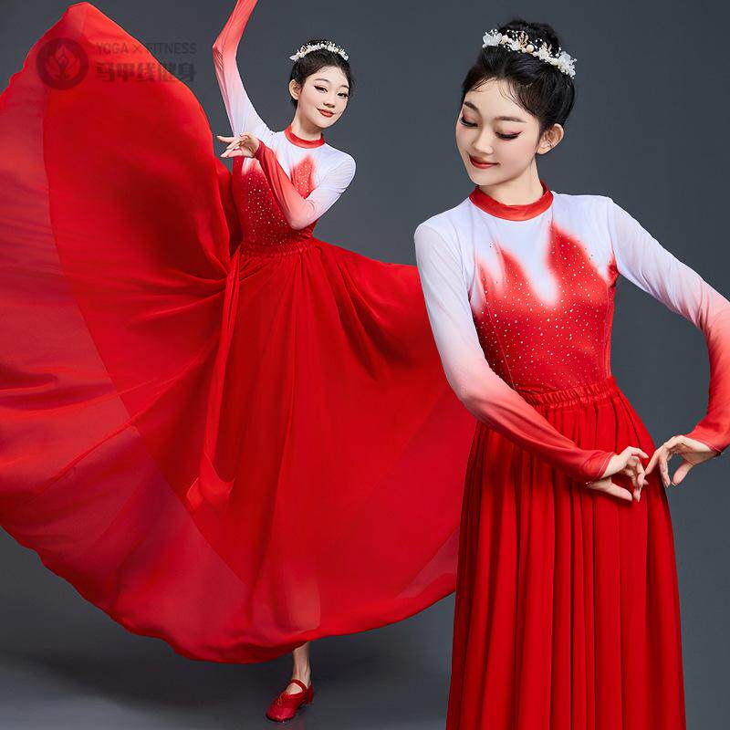 开场舞大摆裙演出服女大气新款春晚我歌伴舞长裙子万疆舞蹈服装