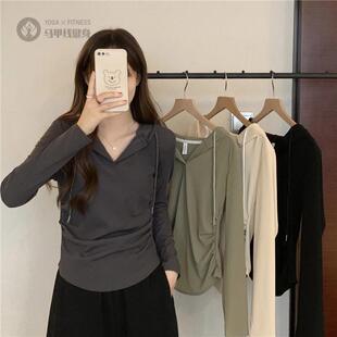 纯棉大码美式辣妹上衣女秋季新品胖mm显瘦遮肉短款长袖连帽卫衣女