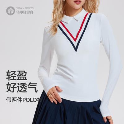 新款运动POLO长袖瑜伽上衣