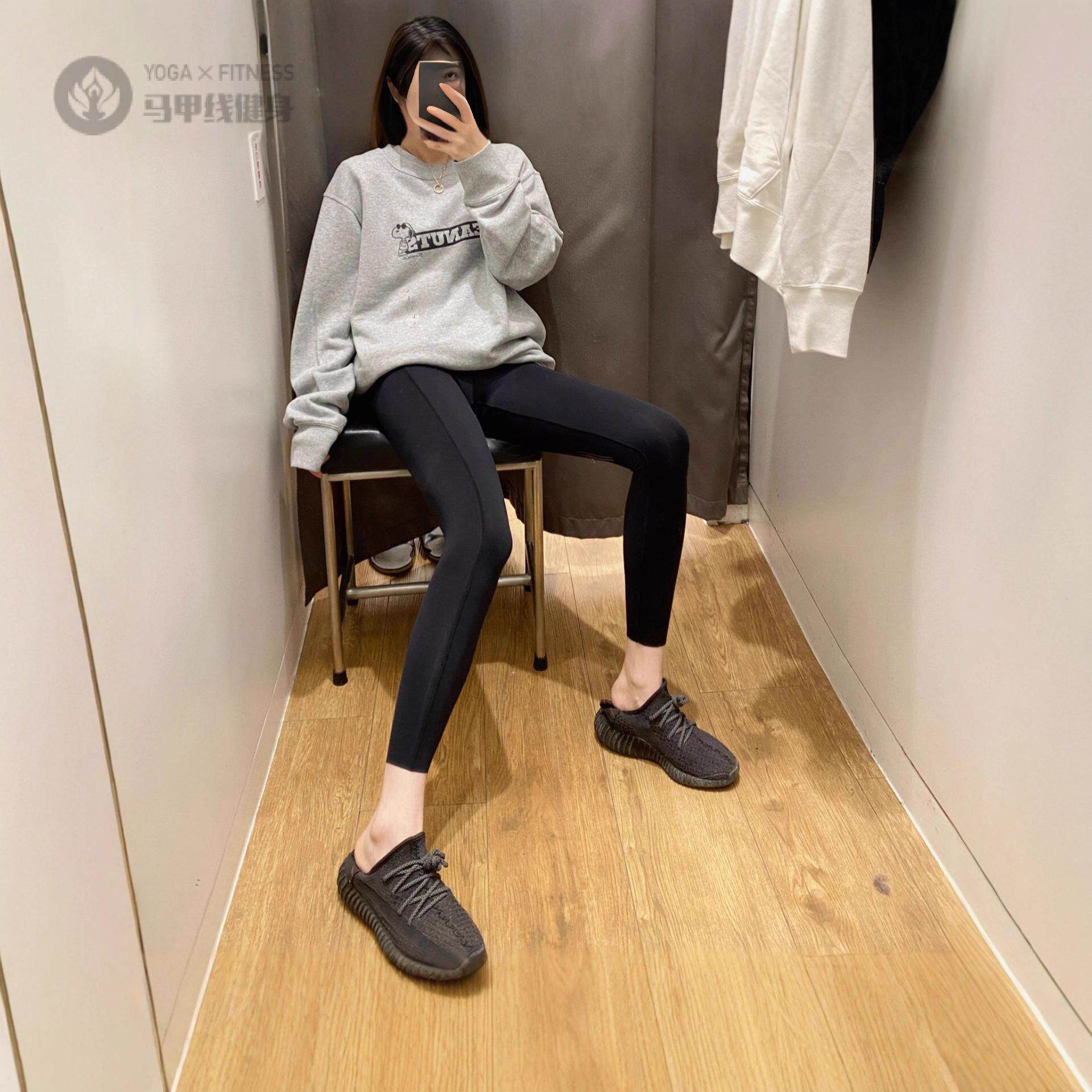 2025韩版新款中线裤个性瑜伽打底裤百搭运动九分裤显瘦裤子女