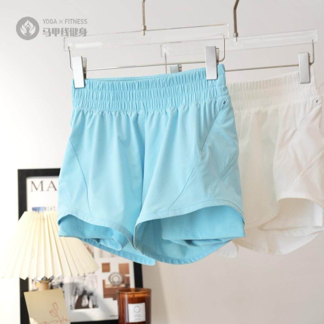 运动短裤女防走光假两件瑜伽裤休闲骑行户外速干带内衬健身三分裤