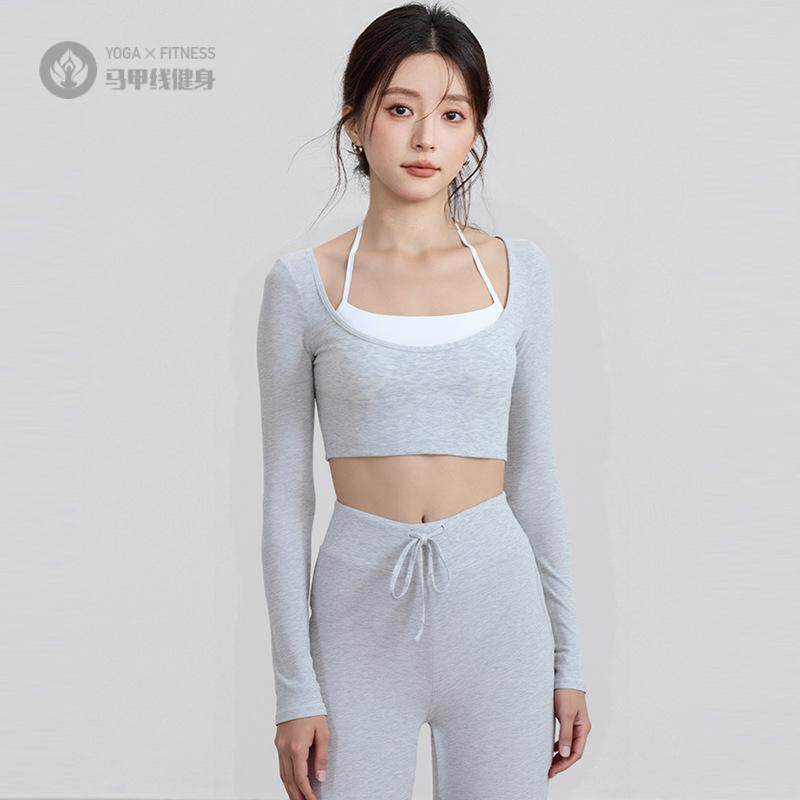 瑜伽服2025秋冬休闲运动风修身长袖运动健身假两件上衣
