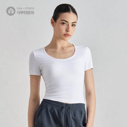 户外高弹裸感瑜伽短袖女