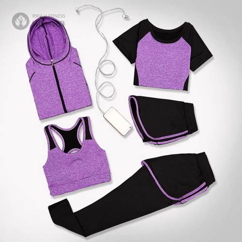 新款瑜伽服五件套秋冬健身套装